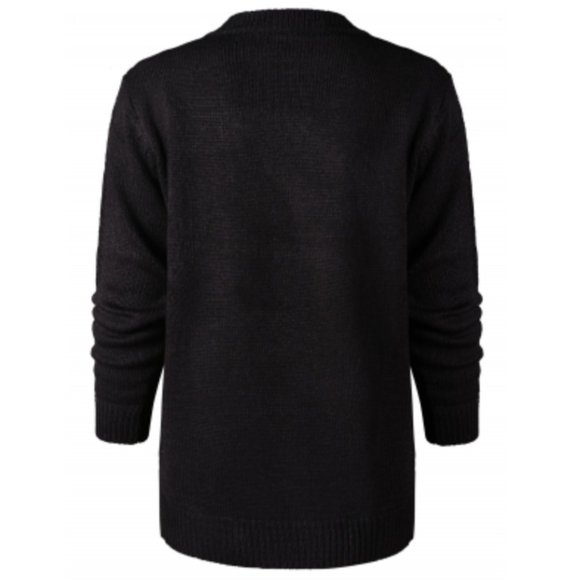 BRAND NEW Black Christmas Gold Pink Sequin Rudolph Reindeer Sweater - Picture 2 of 11